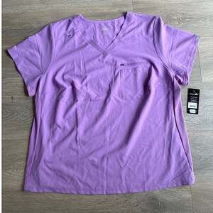 NWT Koi & Beyond Evania Scrub Top Passion Lilac Purple V-Neck Pocket 2X Medical
